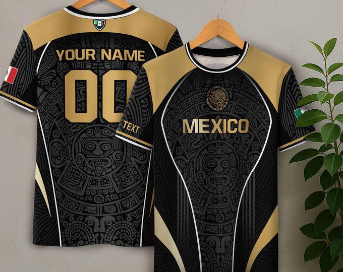 Personalized Mexican Aztec Jersey for Men, Women & Kids, Custom Name Number Mexico Soccer Football Shirt, Great Outfit for Fans and Players