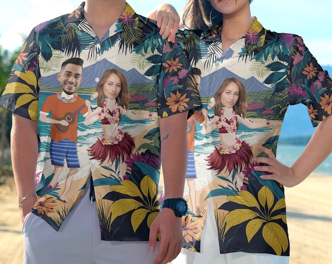 Personalized Aloha Hawaiian Shirt, Custom Hawaiian Shirt With Face, Funny Custom Hawaiian Beach Party, Banchelor Hawaii Shirt for Men Women
