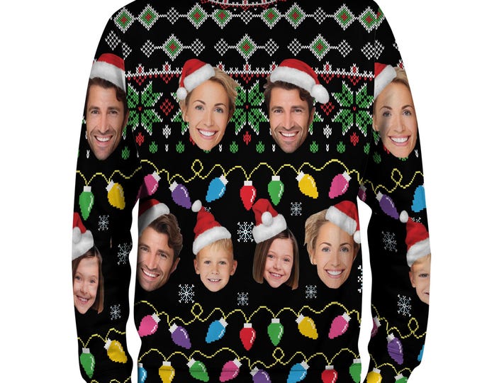 Custom Face Christmas Sweatshirt For Men Women, Funny Family Santa Claus Xmas Sweatshirt, Personalized Xmas Shirt, Custom Faces Sweatshirt