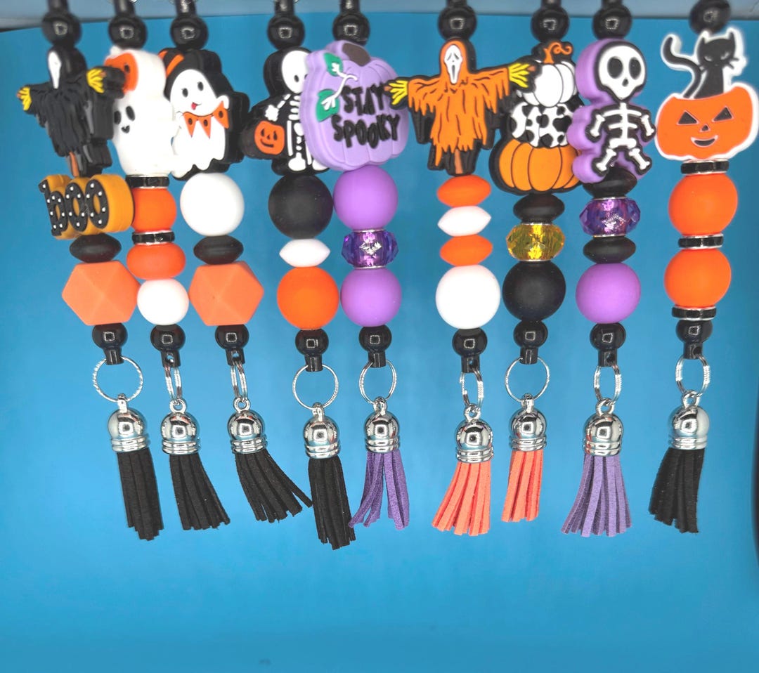 Spooky and Cute Halloween Beaded Keychains - Etsy