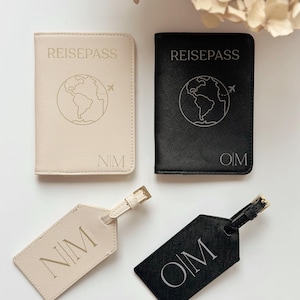 Personalisierte Reisepasshülle + Kofferanhänger I Personalisiertes Geschenk zur Hochzeit