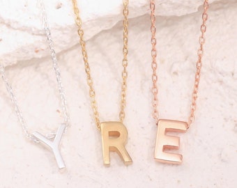 Initial Letter Necklace, Dainty Initial Necklace, Custom Letter Charm Necklaces, Tiny Letter Necklace, Minimalist Jewelry