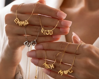 Personalized Tiny Balloon Initial Name Necklace, Mini Name Necklace, Minimalist Necklace, Personalized Gift, Gift for her, Christmas Gift