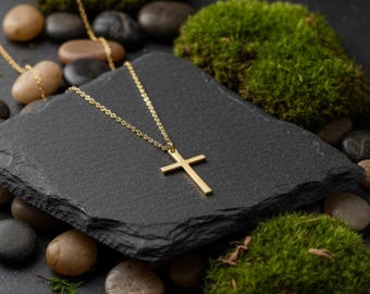 Gold 18k Cross Necklace, Tiny Cross, Sterling silver, Gold cross, Rose gold cross, Dainty cross, gift for her