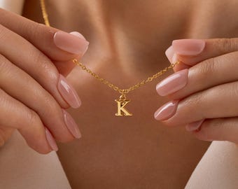 Personalized Dainty Initial Necklace, Gold Letter Necklace, Tiny Initial Necklace, Personalized Gift, Gift for her, Christmas Gift, Mom Gift