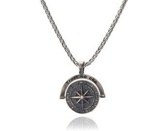 Engraved Compass Necklace for Men: Personalized Stainless Steel Pendant