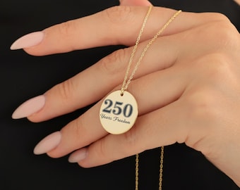 250 Years Freedom Necklace, America 250 Jewelry, Patriotic Pendant, USA Anniversary Necklace, Freedom Gift for Her, 1776–2026 Necklace
