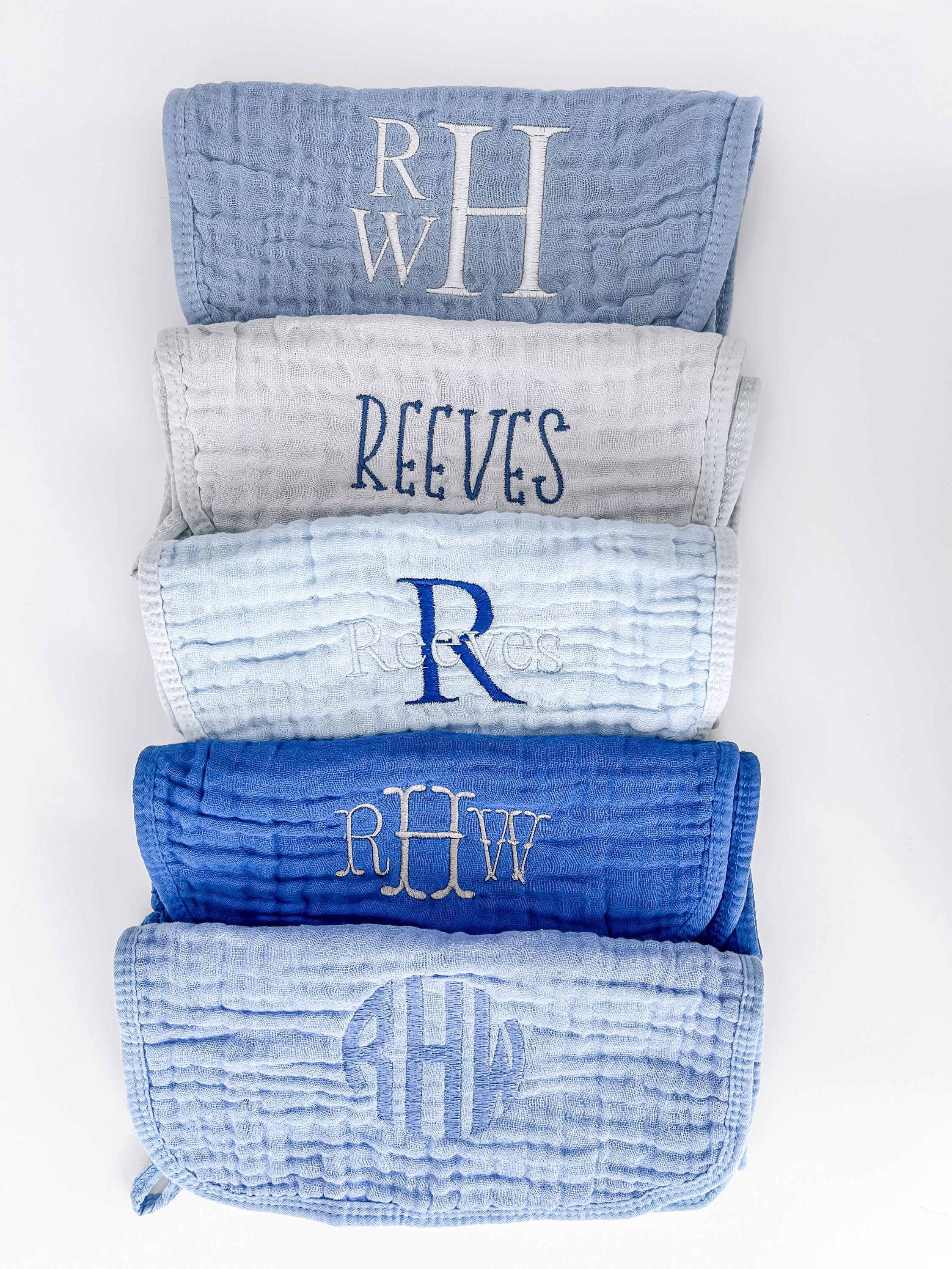 Monogram boy burp cloth bundle, Embroidered muslin cloths for boys, embroidered burp cloths, baby embroidery, baby boy essentials, muslin