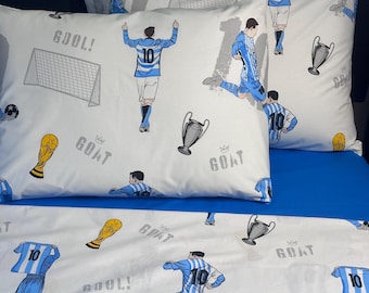 Soccer Bedding set  for boys, bedlinen for kids. Football Duvet cover + 2 pillowcases 100% Eco cotton. Twin, Full Gift for kids. Custom size