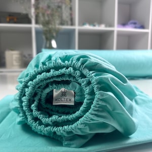 Organic fitted sheet, 100% Turkish cotton. Twin, Full, Queen, King size. Soft fabric. Personalized