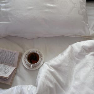 Bohemian Jacquard Bedding Set –  natural Organic Turkish Cotton Sateen | Duvet Cover & 2 Pillowcases | Soft Luxury Bed Linen