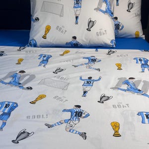Soccer Bedding Sheets Set and pillowcases, Organic Cotton with Messi Print for Kids