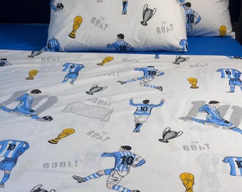青いサッカーボール柄の枕カバー：子供用コットン寝具 - Etsy 日本