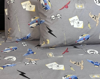 Wizard Bedding Set – Organic Cotton Fitted Sheet, Flat Sheet & Pillowcases | Magic Fantasy Kids Teen Bedroom Decor, Owl Letters