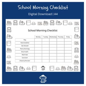 Back to School | Get Ready for School Morning CheckList |   Digital Download | Primary School Morning Reminder