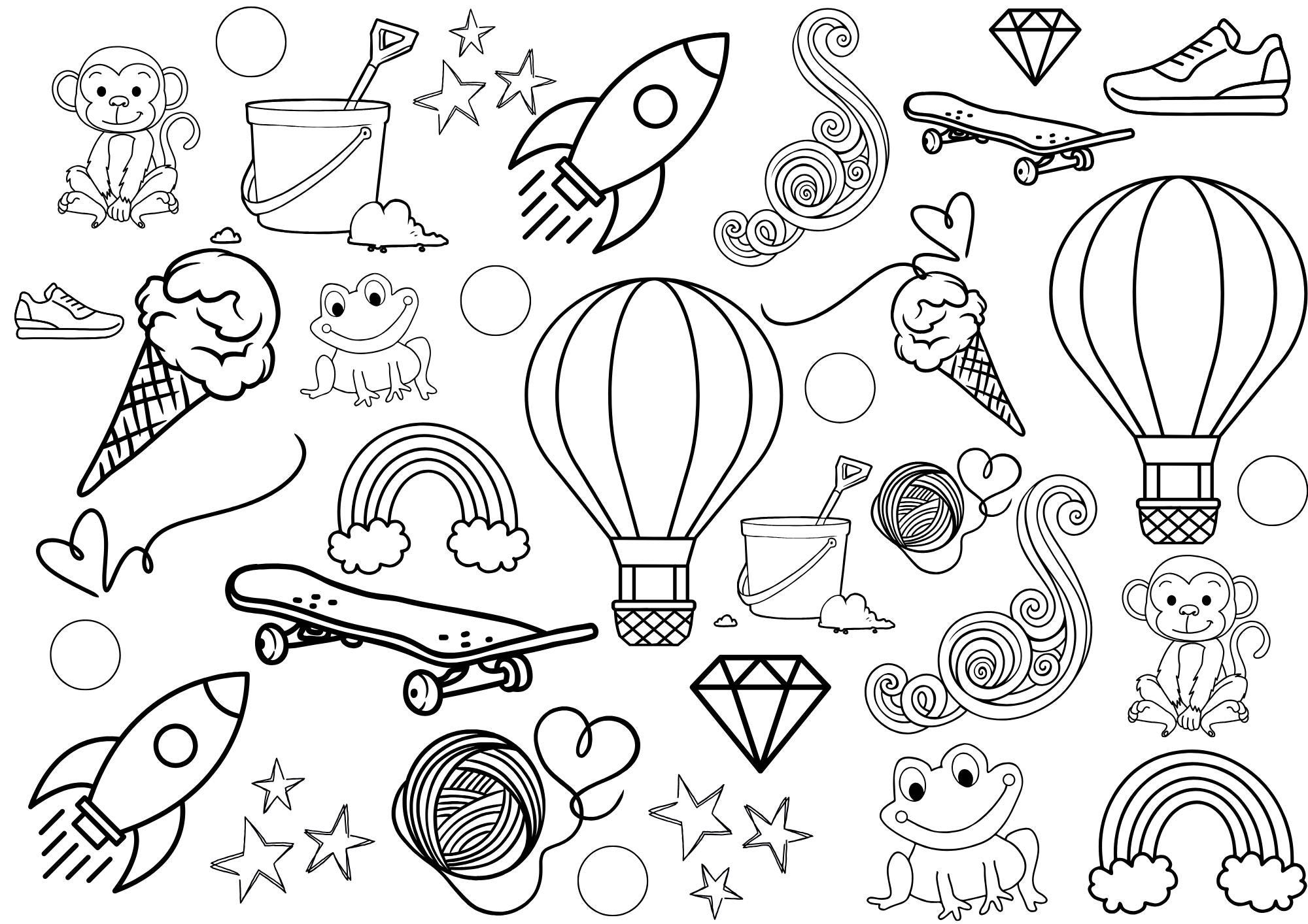 Random Object Colouring Fun Random Pictures Colouring Page | Kids Activity (digital Download ...