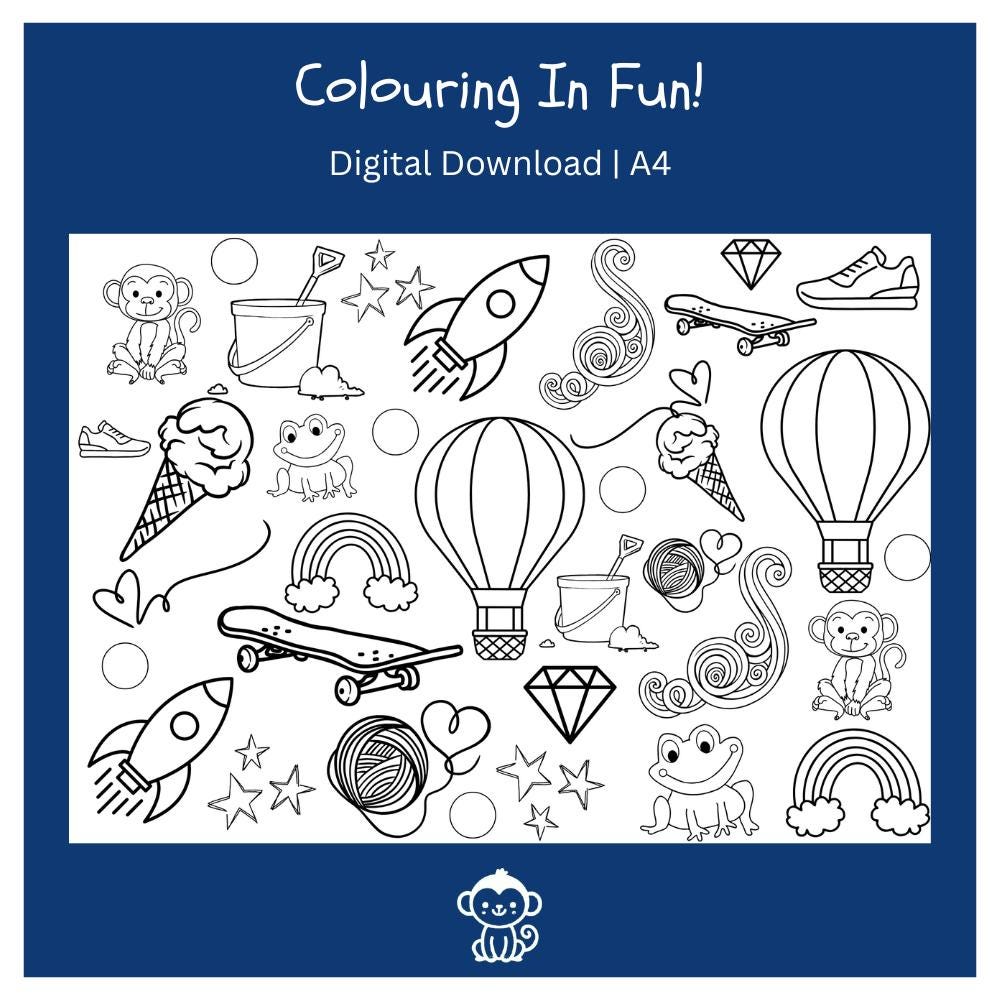Fun Random Pictures Colouring Page | Kids Activity (digital Download ...
