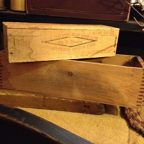 Vintage Cheese Boxes set of 2 Primitive Farmhouse Decor