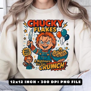 Chucky Flakes Png, Funny Halloween Png, Horror Character Png, Retro Horror Png, Vintage Halloween png, Halloween png, Scary Movies Png, Png
