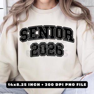 Senior 2026 PNG: Varsity Style Graduation Shirt Design (Digital Download