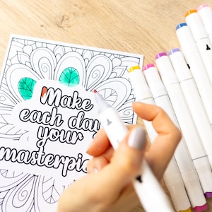 Cartes à colorier pour affirmation positive, idée cadeau adulte | Cartes pour la relaxation pleine conscience | Activité pause déjeuner | Cadeau pour collègue de bureau