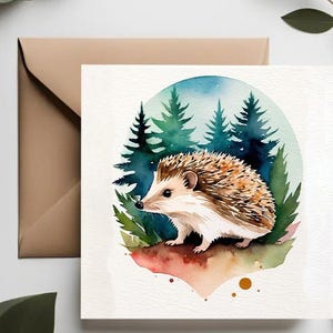 Biglietti d'auguri della collezione Woodland / Biglietti d'auguri con volpe, riccio, cervo, orso / Set di biglietti d'auguri con illustrazione della fauna selvatica
