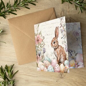 Cartão de Páscoa Vintage Bonito | Conjunto de cartões de felicitações de luxo Spring Bunny | Conjunto de cartões de felicitações colecionáveis | Efeito de diário de lixo exclusivo