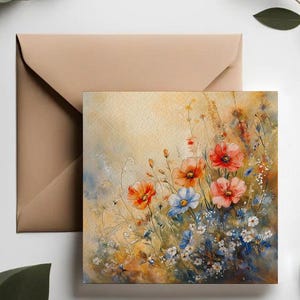 Set di biglietti d'auguri floreali vintage / Biglietti d'arte con fiori di campo / Biglietti d'auguri / Biglietti di compleanno per la mamma / Set di biglietti con fiori di lusso