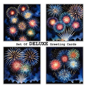 Set di biglietti di auguri per il nuovo anno 2025 / Biglietto di auguri con fuochi d'artificio / Set di biglietti con interno bianco / Lussuoso biglietto di auguri per il nuovo anno / Biglietto di auguri colorato per il nuovo anno