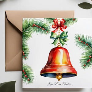 Jeu de cartes cloches de Noël | Cartes de voeux élégantes magnifiquement simples |  Cartes de correspondance élégantes et luxueuses
