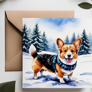 Biglietti di auguri per le feste Corgi / Set di 4 biglietti di auguri per cani di Natale / Divertenti biglietti di auguri di Natale con cani in abiti natalizi