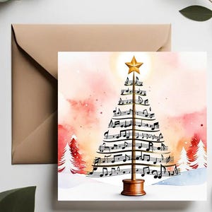Biglietto di auguri di Natale per cantanti / Biglietto di auguri con note musicali / Biglietto con note per coro / Biglietto di auguri di Natale per amanti della musica / Calde cartoline di Natale
