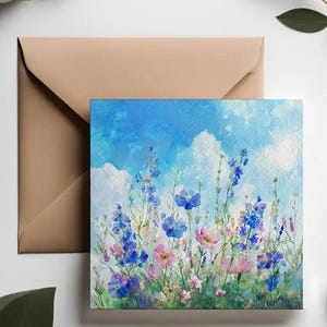 Serene kunstkaarten met wilde bloemen | Bloemenwenskaarten weide | Verjaardagskaarten voor moeder | Luxe bloemenkaartenset
