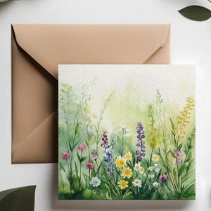 Las mejores tarjetas con arte de flores silvestres / Tarjetas de felicitación con acuarela de amapolas / Tarjetas de cumpleaños para mamá / Elegante juego de tarjetas con flores