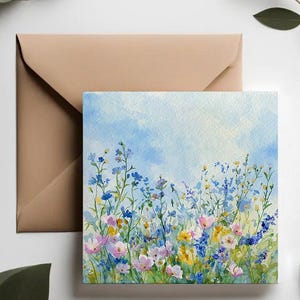 Serene Sky Wildflower Greeting Card Set | High Quality Birthday Cards |  Elegant Greeting Cards | Birthday Cards for Mother | Luxury