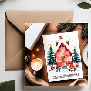 Biglietto di auguri accogliente per le feste / Biglietto di auguri Hygge / Biglietti nordici / Auguri invernali / Biglietti sulla natura all'aperto /