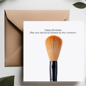 Biglietto di auguri di compleanno divertente con eyeliner impeccabile / Biglietto di auguri di compleanno per truccatori / Biglietto di auguri per anniversario / Illustrazione di pennello per il trucco