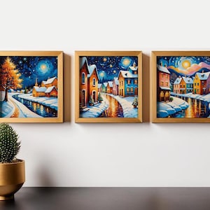 Vier Jahreszeiten Wandkunst | Wunderliche Wohnkultur | Natur Wetter Poster | Winter, Sommer, Frühling, Herbst Illustration Poster Set