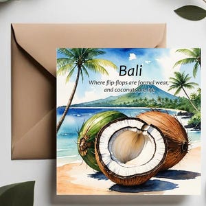 Tarjeta de felicitación Island Dream: ambiente de vacaciones tropicales, recuerdo de viajes y aventuras, tarjeta de naturaleza oceánica