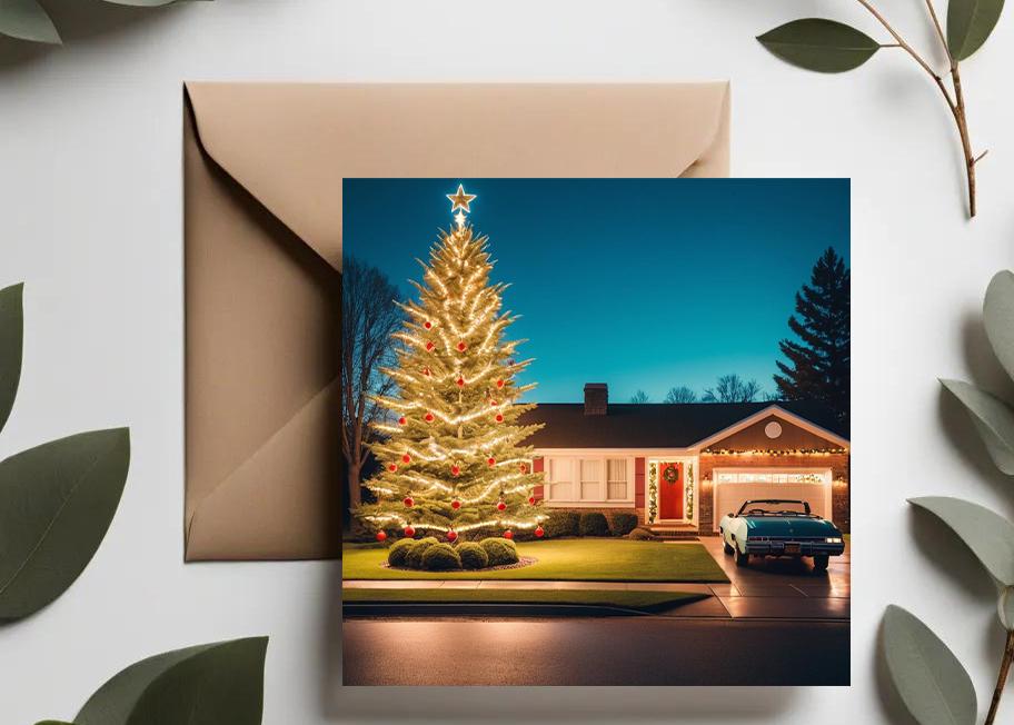 1980年代のヴィンテージクリスマスカードセット：ノスタルジックな郊外