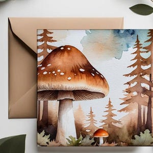 Champignons forestiers cartes de vœux | Jeu de cartes de voeux Woodland pour les amoureux de la nature | Cartes de champignons aquarelles | Ensemble de papeterie artistique de luxe
