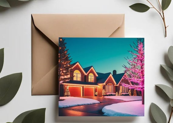 1980年代のヴィンテージクリスマスカードセット：ノスタルジックな郊外