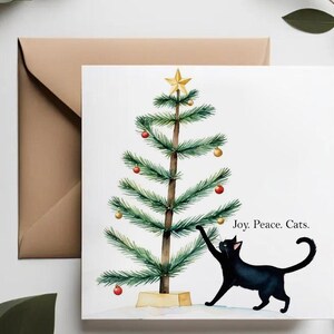 Cartes de Noël de chat noir | Cartes de vœux pour les amoureux des chats | Cartes drôles de vacances festives