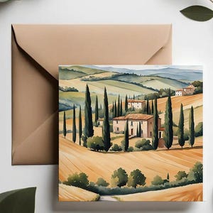 Aventura na Itália - Conjunto de Cartões de Aniversário | Notas de Viagem na Toscana | Férias na Europa | Coleção de Viagens | Cartões de Saudação do Campo da Itália