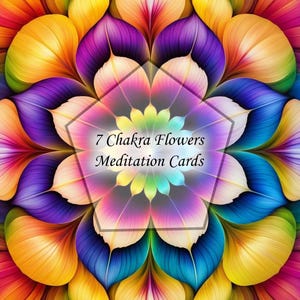 Chakra-meditatiekaarten | Flower of Life Set van 7 kaarten | Kaarten van 5,9 x 5,9 inch | Kaarten van topkwaliteit