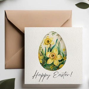 Cartes d'oeufs de Pâques | Cartes de voeux de printemps | de Pâques vintage | Aquarelle jonquille | Jeu de cartes assorties