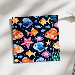 Colorful sea life patterns greeting cards for ocean lovers | Marine animals illustrations | Underwater patterns