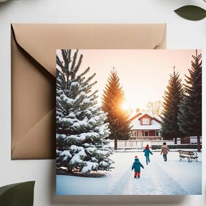 Biglietti di auguri vintage Suburbia / Decorazioni natalizie vintage anni '80 / Set di biglietti di auguri natalizi americani nostalgici / Natale retrò /
