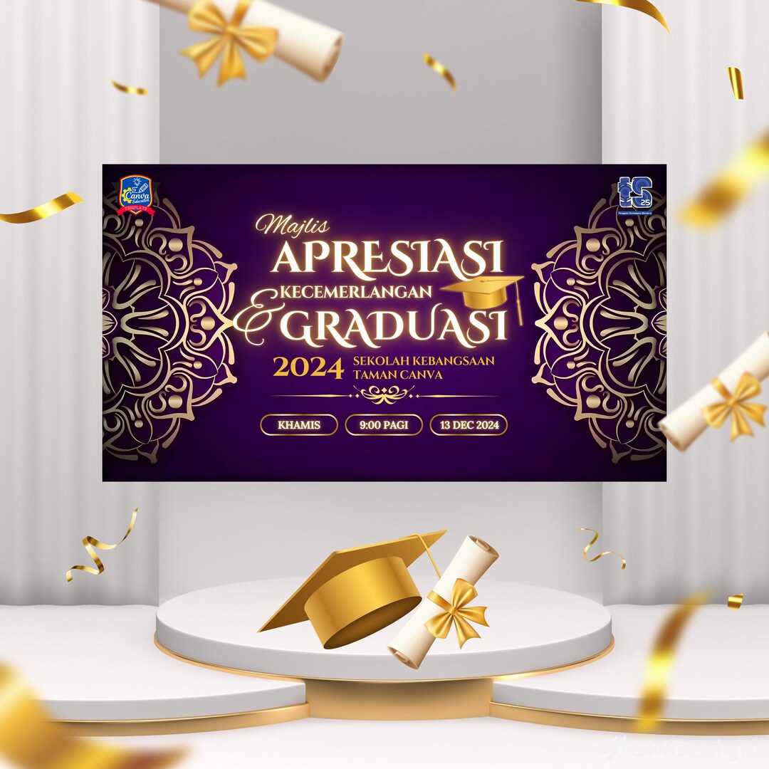 Purple Graduation, Canva Template, School Program, Graduation Day ...
