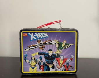 Vintage 1998 X-Men Marvel Universe Metal Lunch Box Tin. Collectible Lunchbox.